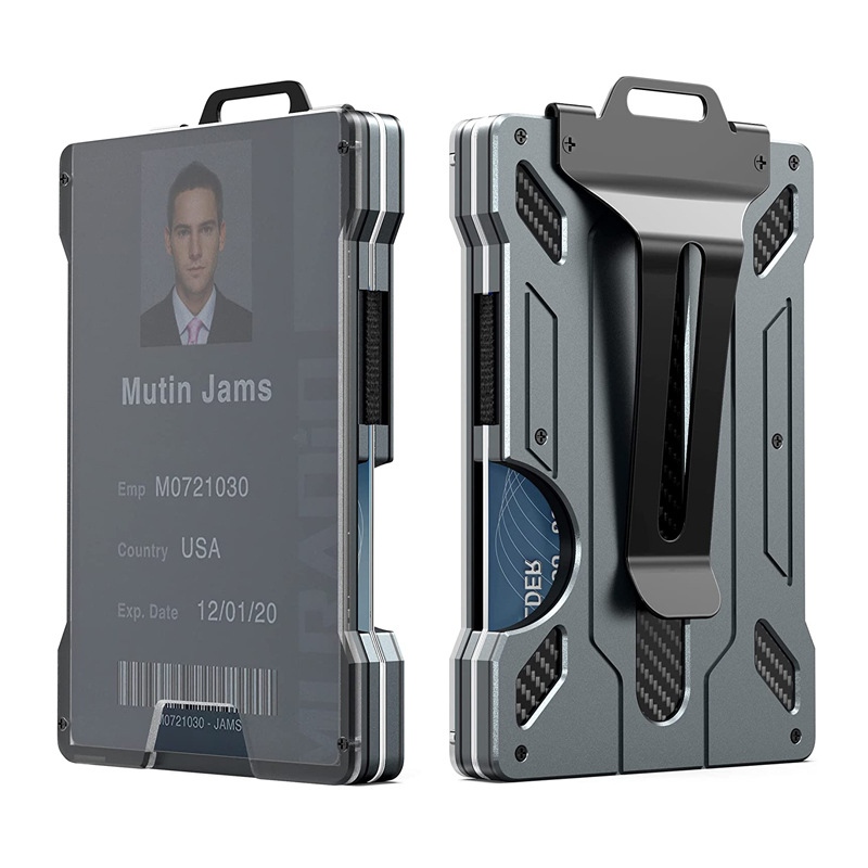 Card Case Minimalist - RFIDファッションカードウォレット クレジットカードホルダー 多機能カードスロット アルミ製メタル ミニマリスト名刺入れケース 男女兼用