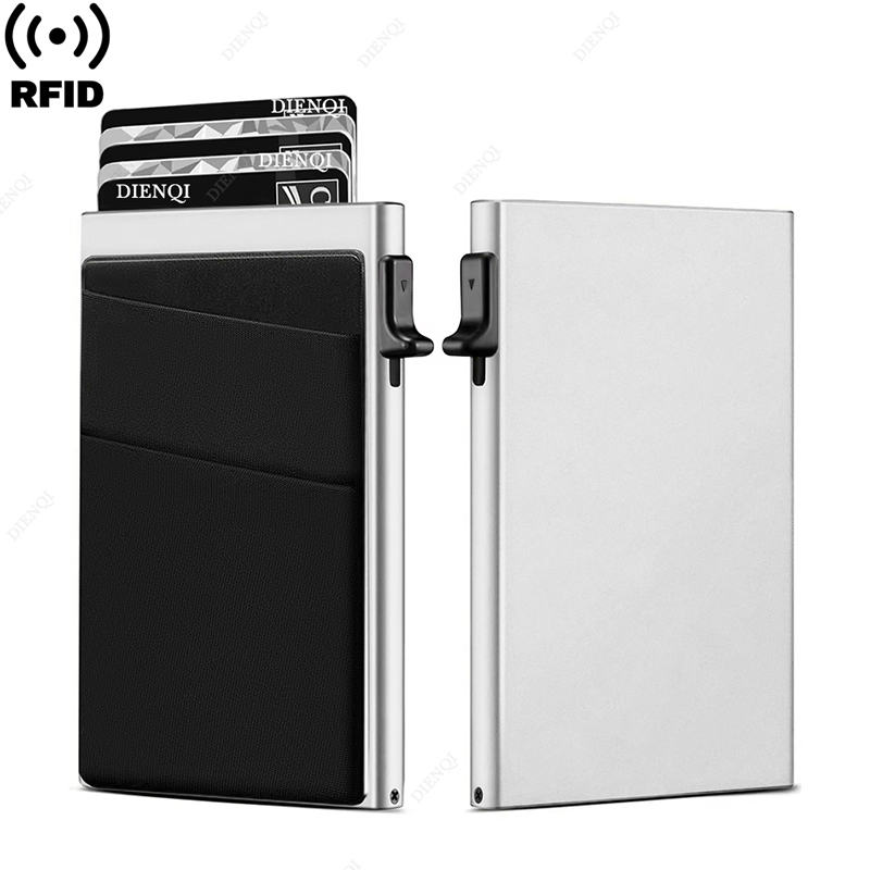 Card Case Minimalist - RFID ブロッキングクレジットカードホルダー財布男性スリムミニマリスト財布カードホルダーケース盗難防止金属ケースマネーバッグ財布旅行