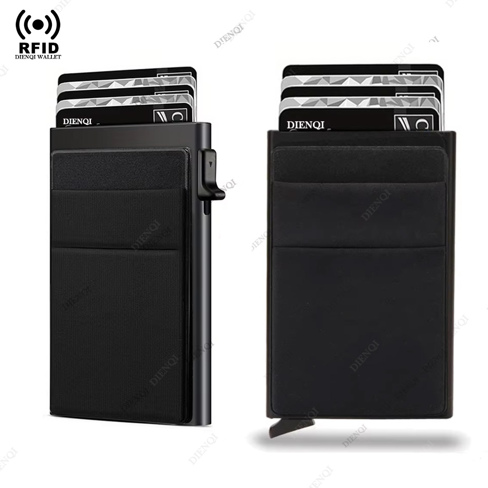 Card Case Minimalist - ポップアップRFIDカードホルダー,薄いミニマリストウォレット,薄い金属製カードホルダー,男性用ウォレット,選択