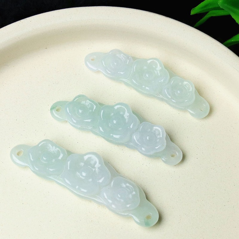 Men Accessories For Gift - 1pc 天然翡翠エメラルドフラワーハンドカード DIY アクセサリー高級ジュエリーファッションジュエリー絶妙なリアルチャームギフト女性男性