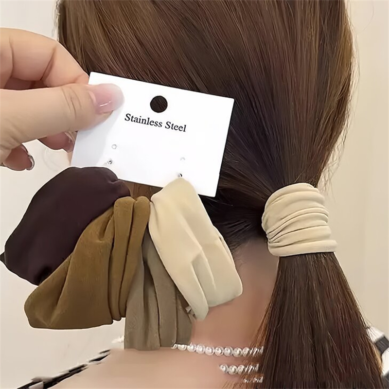 Men Accessories For Beach - 4 セット固体広げる厚みのヘアバンドロープ女性ポニーテールホルダーヘアネクタイシュシュゴムバンド韓国ファッションヘアアクセサリー