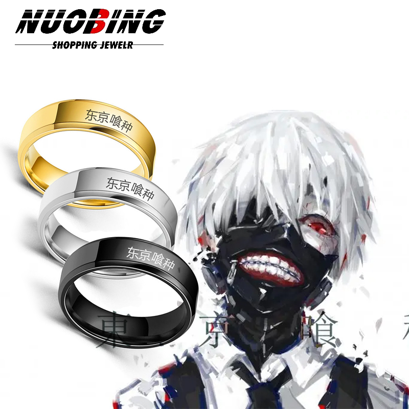 Men Accessories Wedding - アニメ東京グール Kinmu ケニアロールプレイングステンレス鋼リング男性と女性ユニバーサルゴシックジュエリーギフト小道具アクセサリー