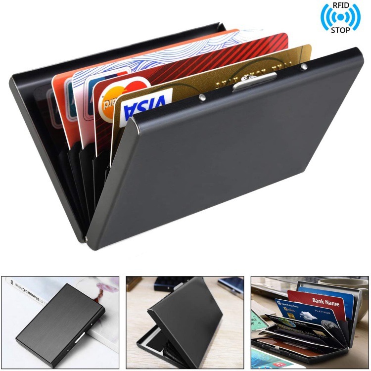 Card Case Minimalist - カードホルダー財布ミニマリストスリムメタルRFIDブロッキングカードプロテクターポップアップクレジットカード財布男性用