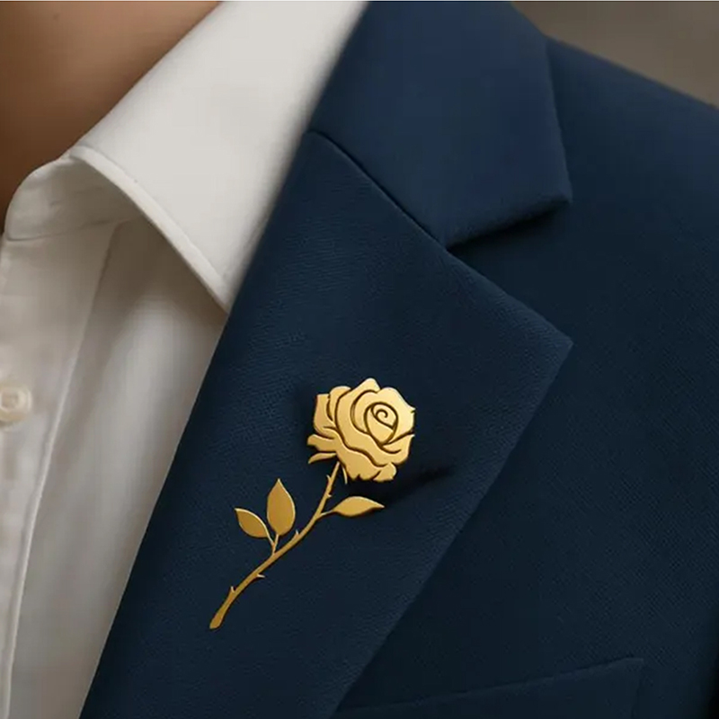 Men'S Accessories High End - ハイエンドゴールドカラーローズフラワーブローチスーツコートバッジファッションジュエリーラペルピンとブローチ女性と男性のアクセサリー用