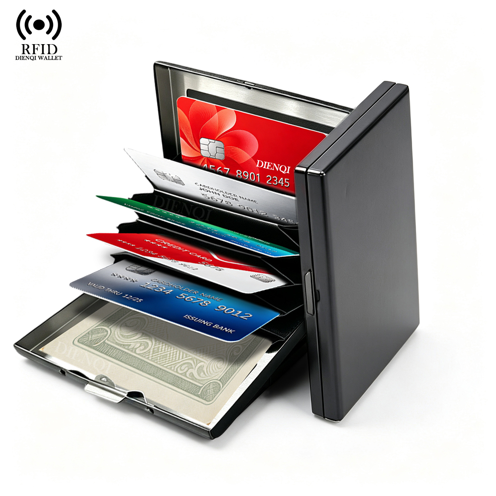 Card Case Minimalist - RFID ビジネスクレジットカードホルダー メタルケース 高級銀行カードホルダーバッグ カードホルダー メンズ