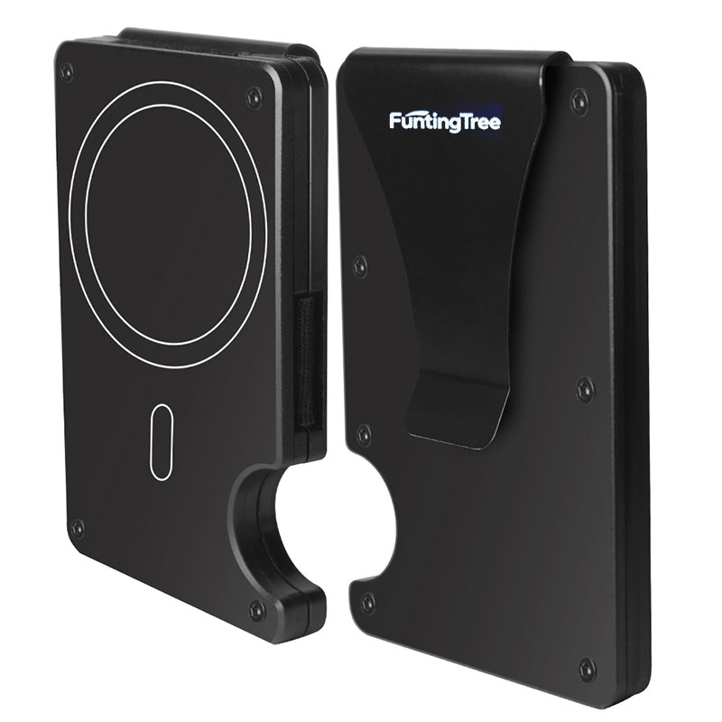 Card Case Minimalist - MagSafeウォレット対応、マネークリップ付きスリムウォレット（男性用）、RFIDブロッキングメタルカードホルダー、ミニマリストマグネットウォレット