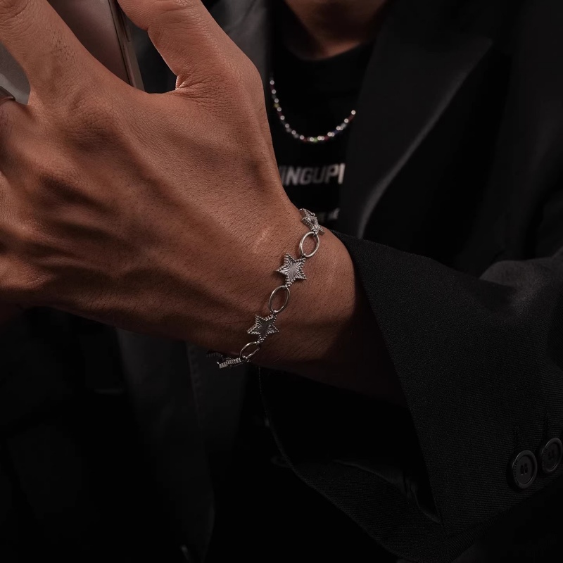 Men'S Accessories High End - Y2K スウィートクールスタイル メタルテクスチャ 五角形スター スプライシングブレスレット 男女兼用