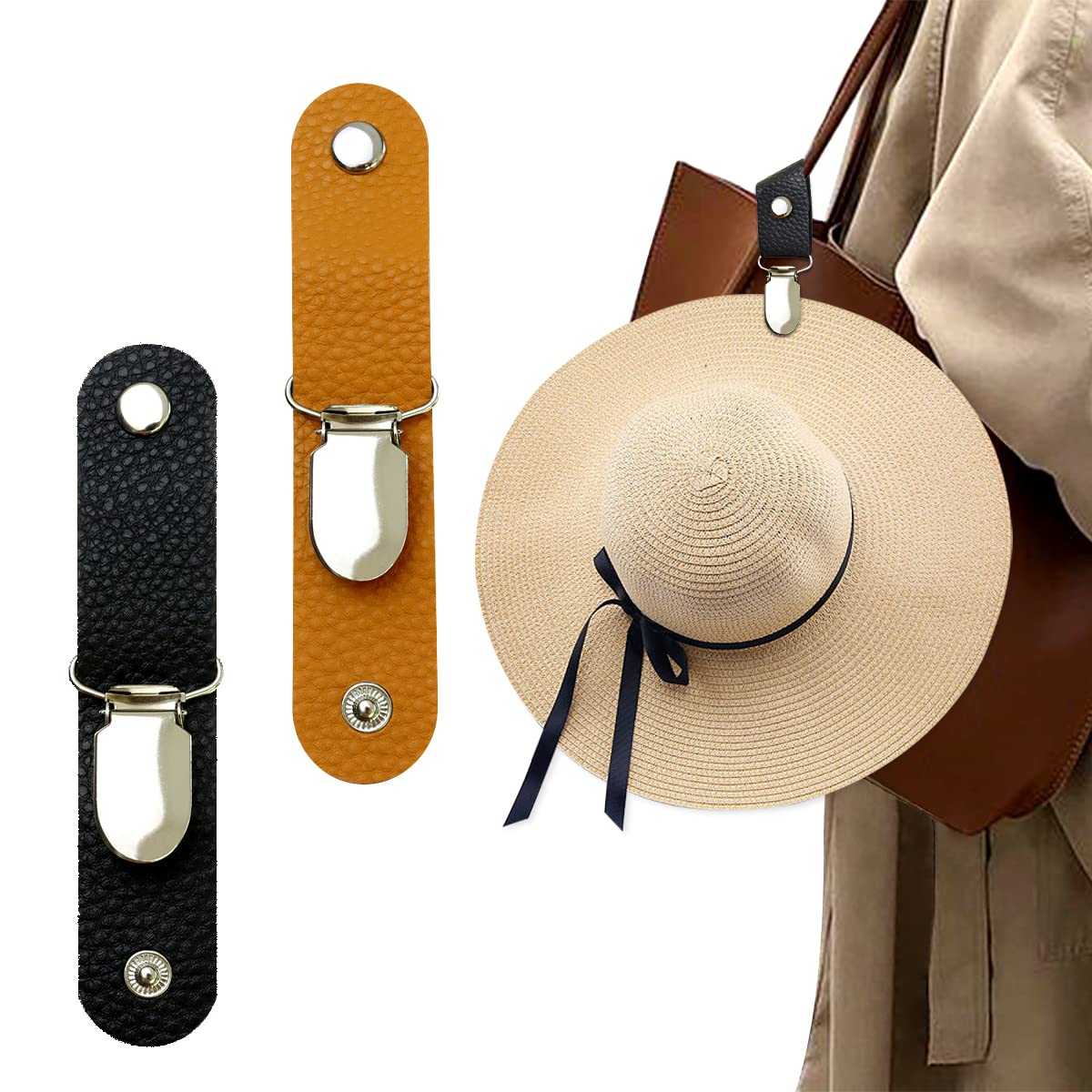 Men Accessories For Beach - PUレザー製ハットクリップ、旅行用バッグ、ハンドバッグ、バックパックに吊るすキャップホルダー、女性男性用アウトドアビーチアクセサリー、帽子の仲間