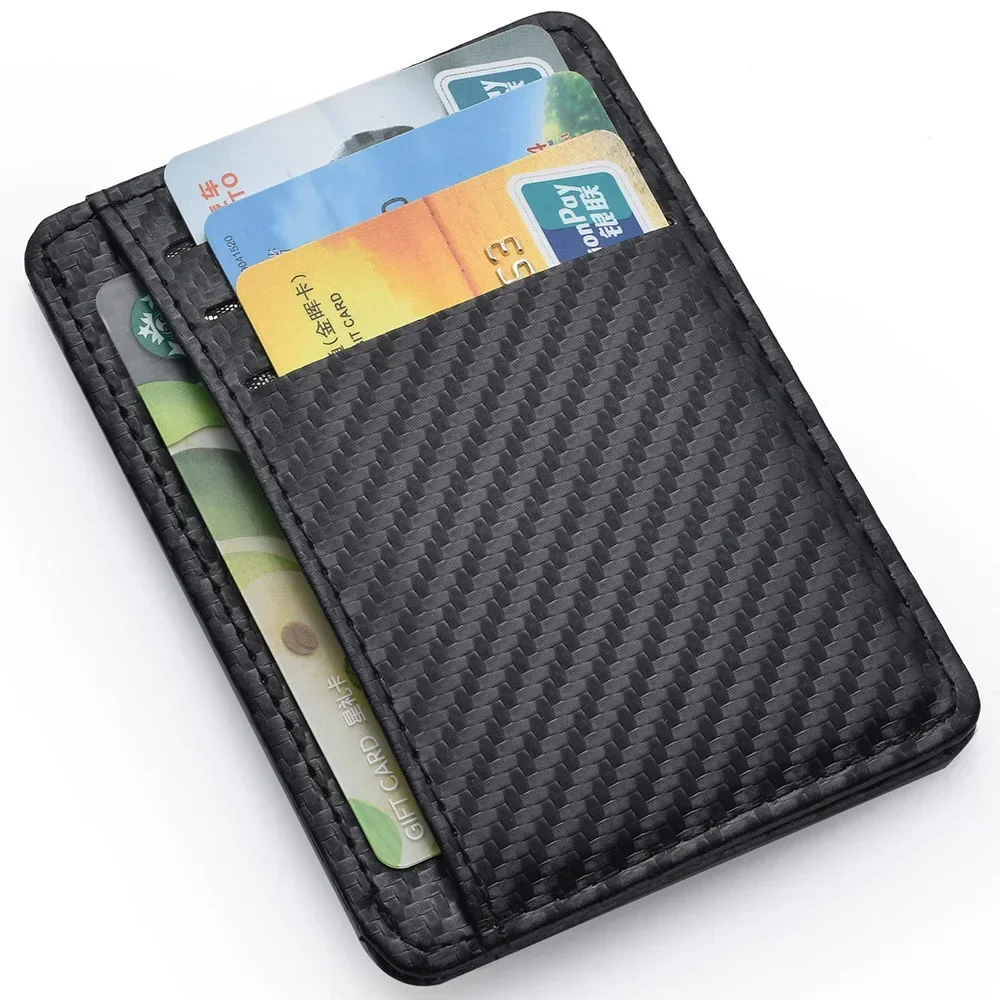 Card Case Minimalist - 男性用のミニマリストフロントポケットウォレット,薄いPUレザー,アンチRFID,ロック,保護されたマジックID,クレジットカードホルダー