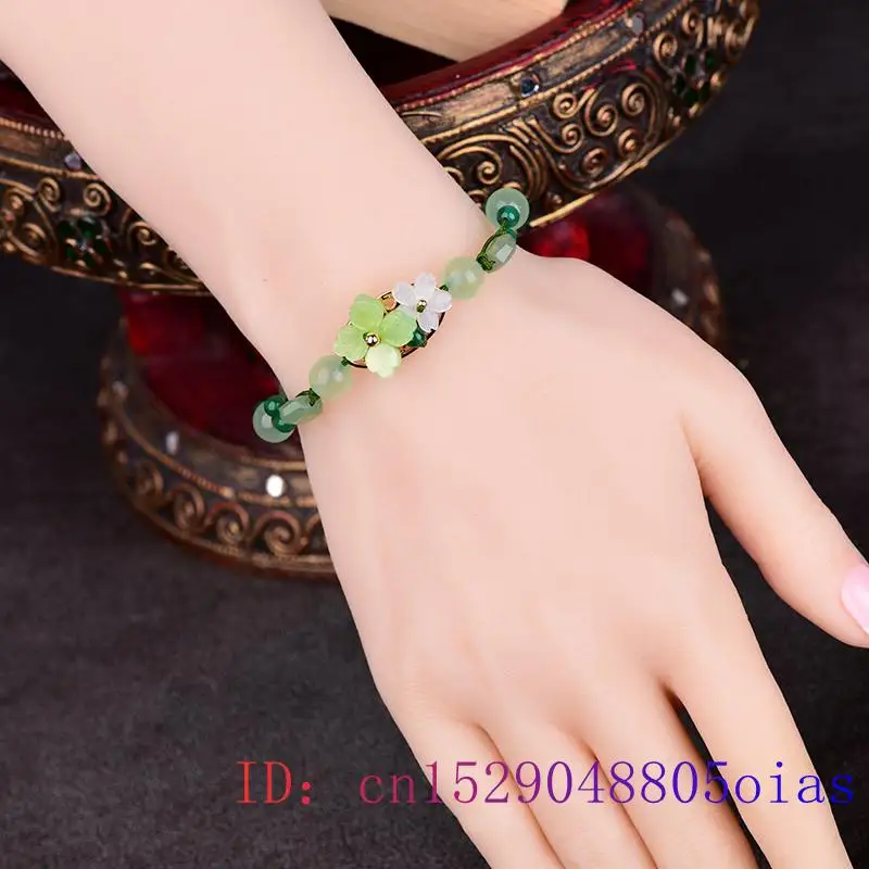 男性用グリーン翡翠フラワーブレスレット,エナメルビーズ,ジュ - Bracelet Beaded Men のレビューと価格