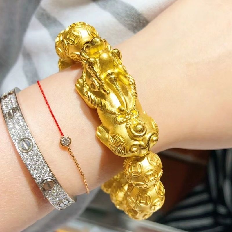 男性と女性のための24k金メッキの純粋な18kブレスレット, - Bracelet Beaded Men のレビューと価格