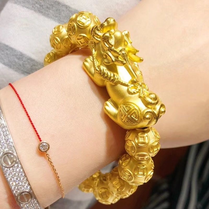 男性と女性のための24k金メッキの純粋な18kブレスレット, - Bracelet Beaded Men のレビューと価格
