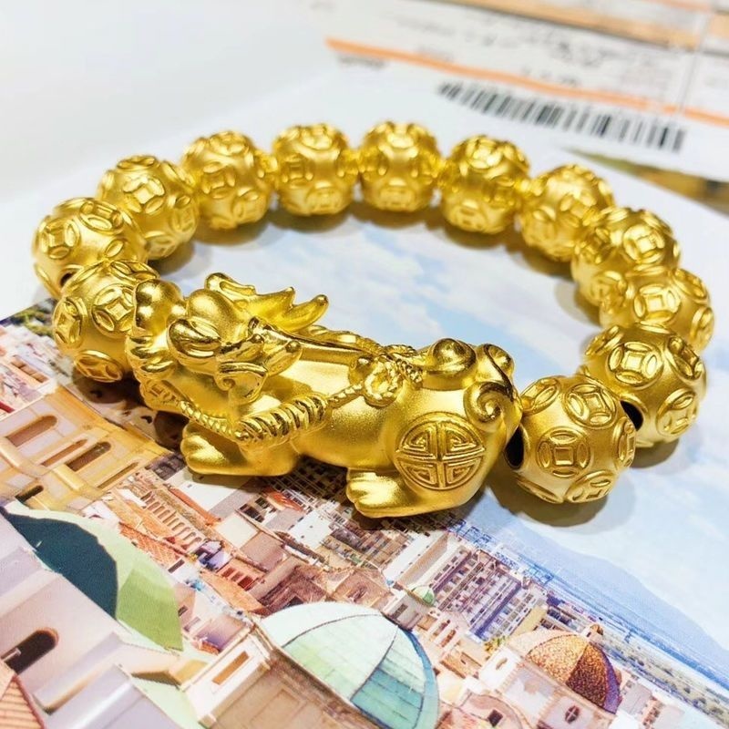 男性と女性のための24k金メッキの純粋な18kブレスレット, - Bracelet Beaded Men のレビューと価格