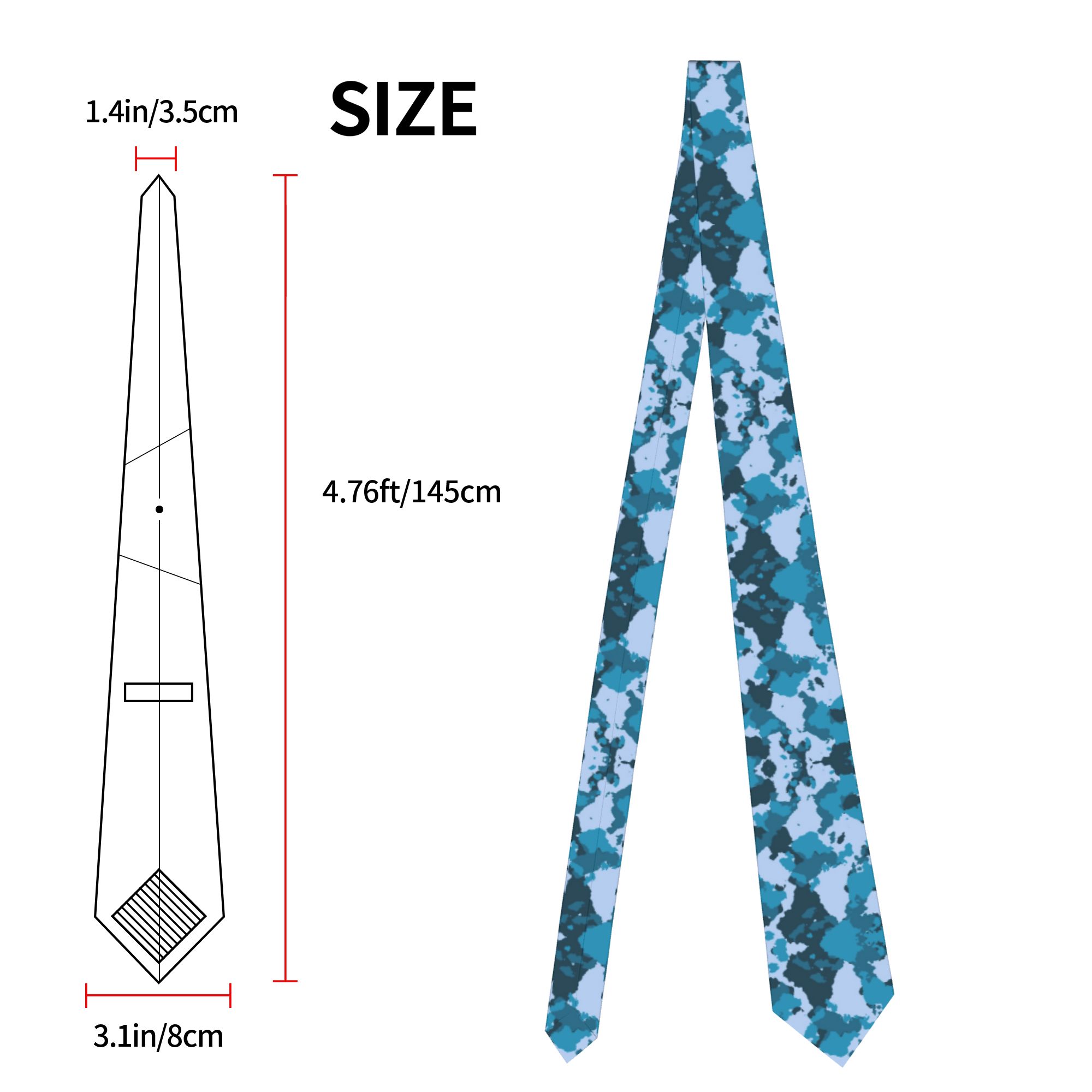 迷彩柄メンズネクタイ スリムポリエステル 8cm幅 細め迷彩 - Men Accessories For Wedding のレビューと価格