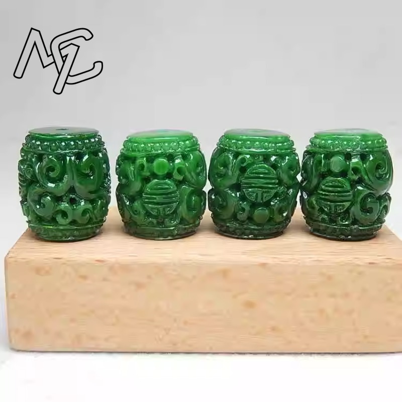 5pc ナチュラルグリーンヒスイ彫刻ビーズ DIY ブレスレ - Men Accessories For Gift のレビューと価格