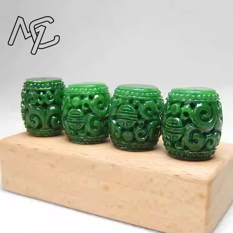 5pc ナチュラルグリーンヒスイ彫刻ビーズ DIY ブレスレ - Men Accessories For Gift のレビューと価格