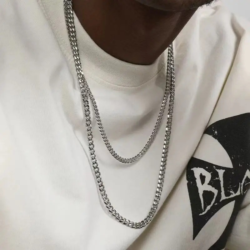 B&C シンプルチタンキューバンチェーン 3.5MM カラー - Men'S Accessories Chain のレビューと価格