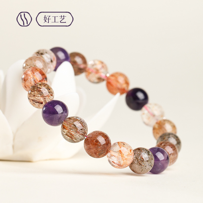 中国風の幸運の祝福フォーチュンナチュラルスーパーセブンクリス - Bracelet Beaded Men のレビューと価格