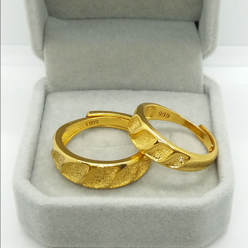 男性と女性のためのリングのペア,本物の18k,黄色,ゴールド - Men Accessories For Wedding のレビューと価格