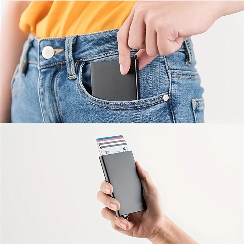 スマート財布カードホルダー金属薄型スリム男性女性財布ポップア - Card Case Minimalist のレビューと価格