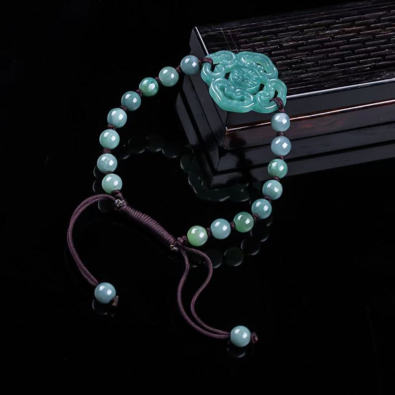 天然ジェダイトAグレードブレスレット オリジナルデザイン フ - Bracelet Beaded Men のレビューと価格