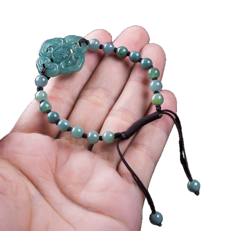天然ジェダイトAグレードブレスレット オリジナルデザイン フ - Bracelet Beaded Men のレビューと価格