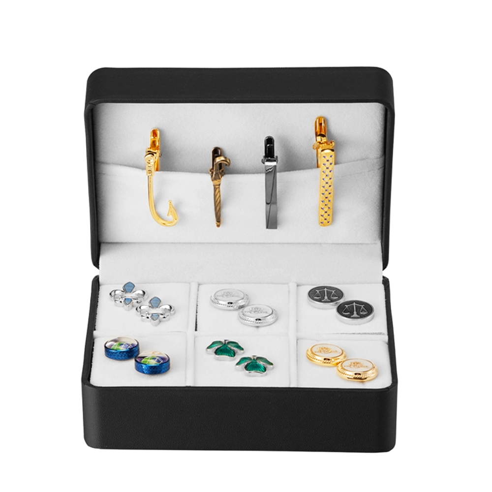 ポータブルジュエリーボックス 高級6点レザーギフトボックスセ - Cufflink Box Set のレビューと価格