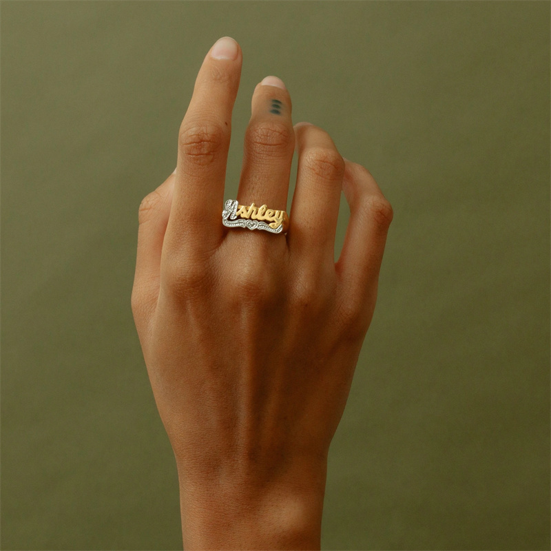 女性と男性のための18カラットの金メッキのリング,カスタマイ - Men Accessories Wedding のレビューと価格
