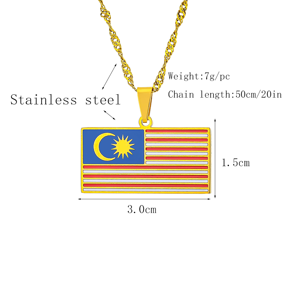 ステンレス製マレーシア国旗ペンダントチョーカーネックレス。エ - Men'S Accessories Malaysia のレビューと価格